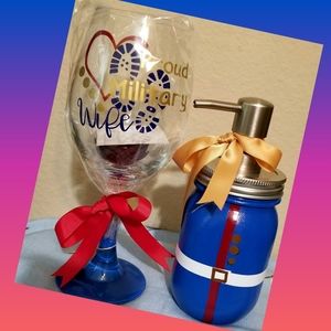 Mason jar and wine glass set